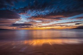 ocean calm sunset with reflections