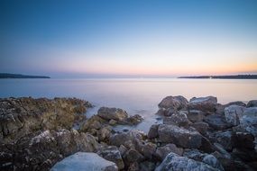 peaceful ocean coast with rocks