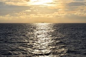 Sea view sunset ship