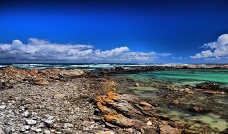 The lagoon and the rocky coastline in southern Africa