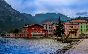 urban landscape on the lake in Italy