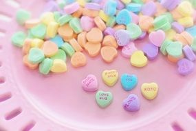 colored candies in the shape of heart