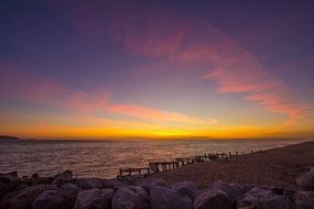 colorful sunset over the ocean harbor, key haven