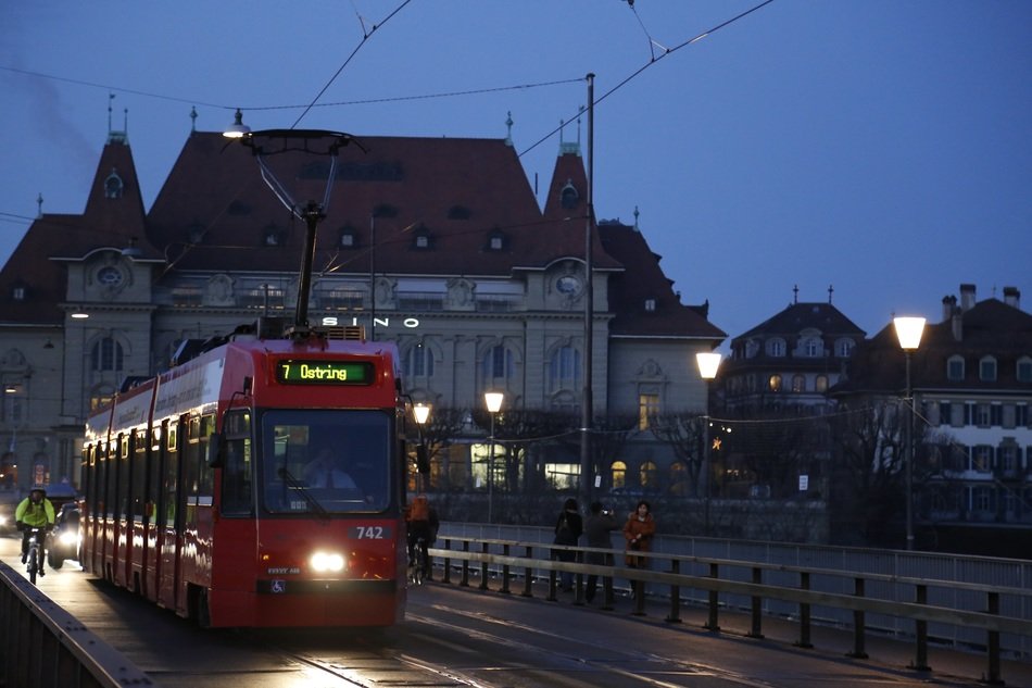 tram on a street in Bern