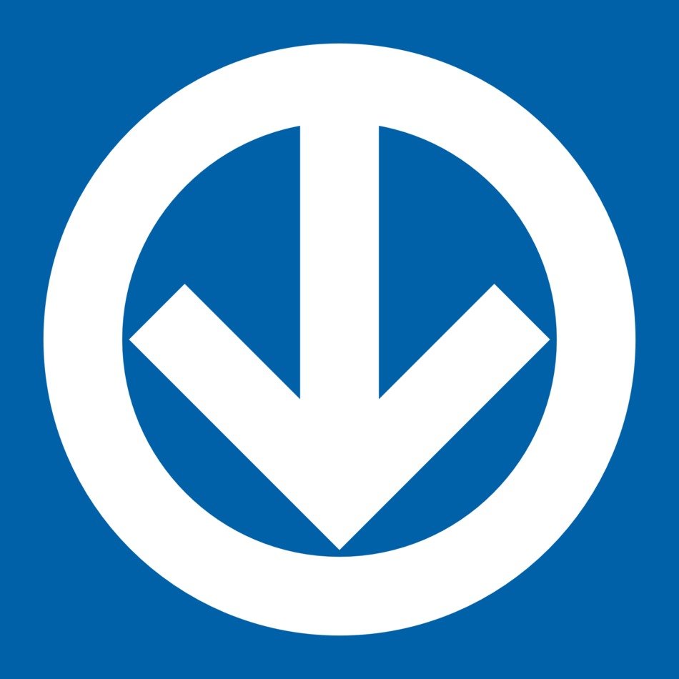arrow down in circle, direction sign