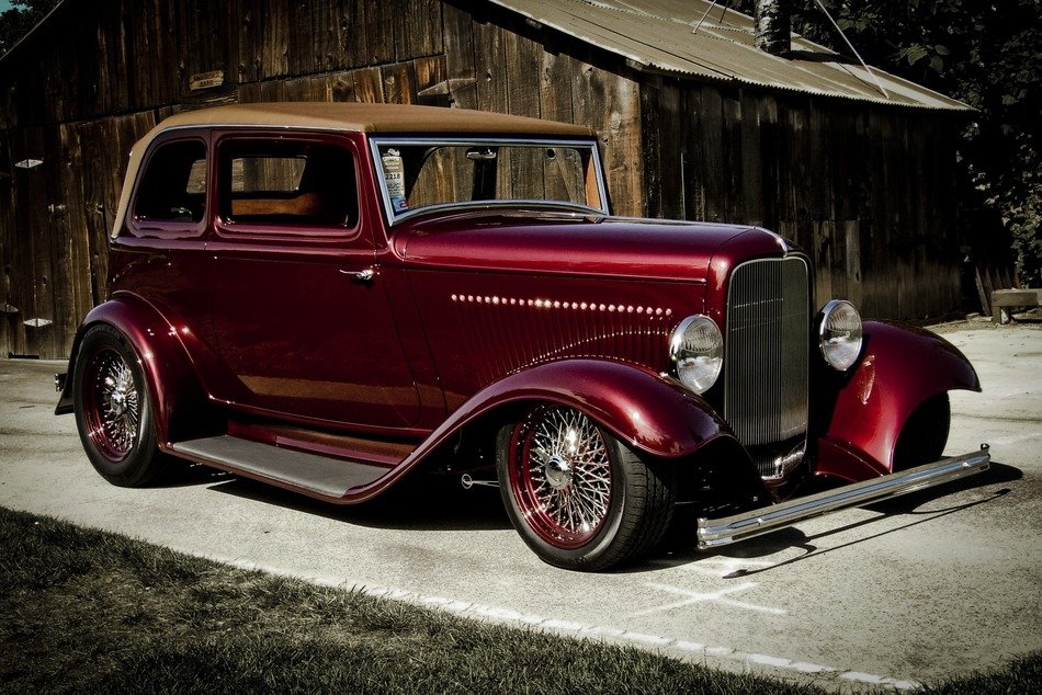 hot rod near the old barn