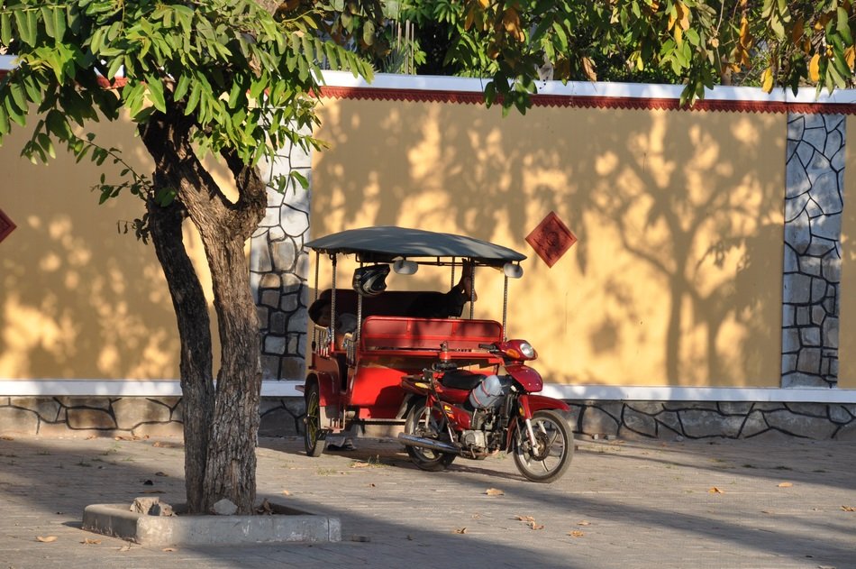 red car in cambodia