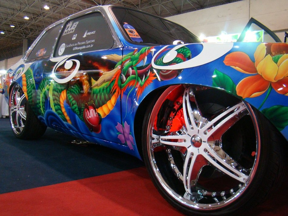 car with colorful painting