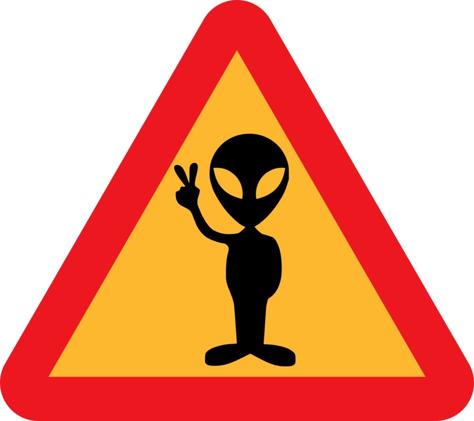 warning sign of unearthly creatures as an illustration