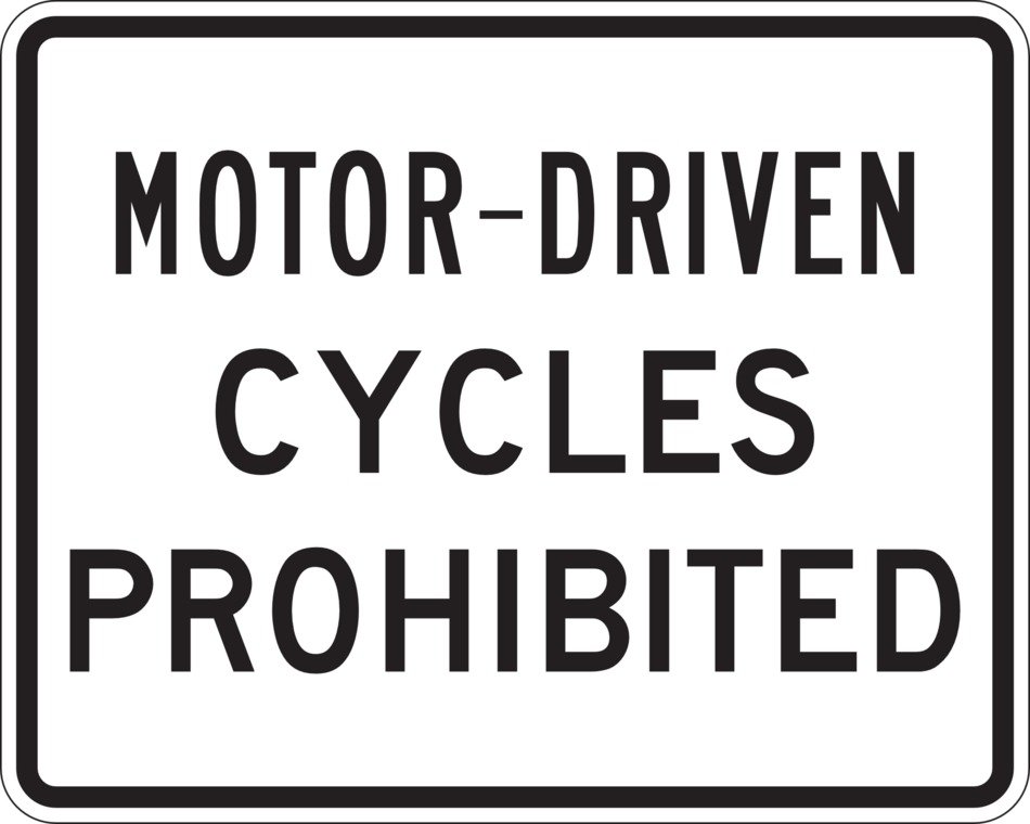 motor-driven cycles prohibited, traffic sign