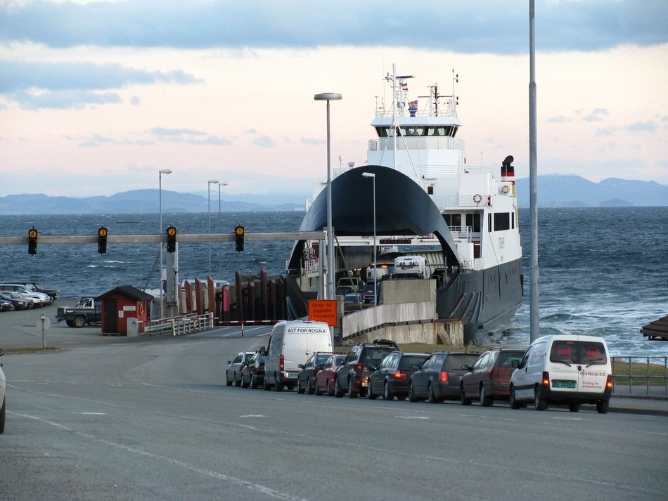 waiting to enter the ferry