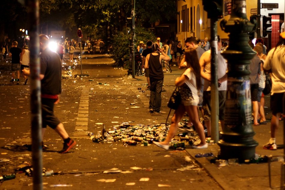 lot of garbage on the street after the festival