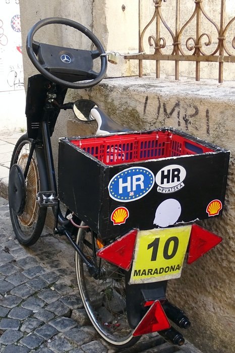 bike with the car driving in Croatia