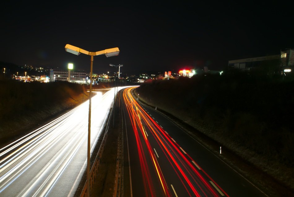 Panorama of night traffic in Würzburg