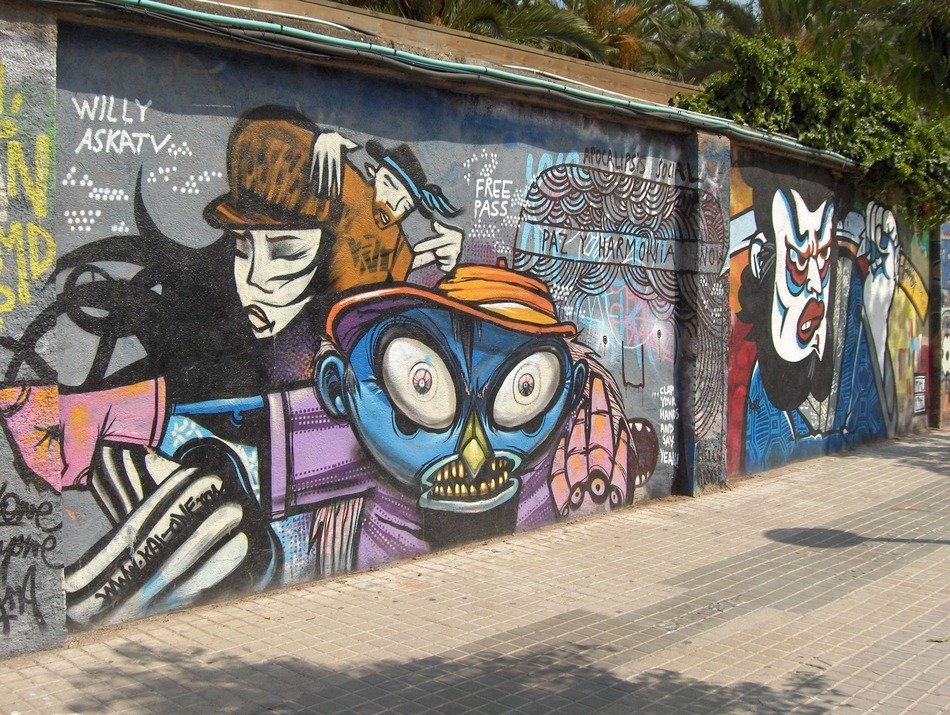 street art on the wall of the fence