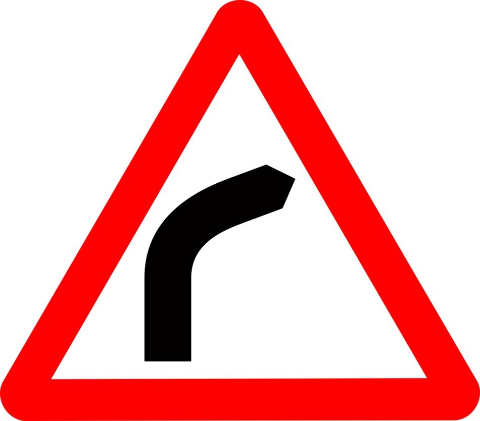 warning sign about sharp turn