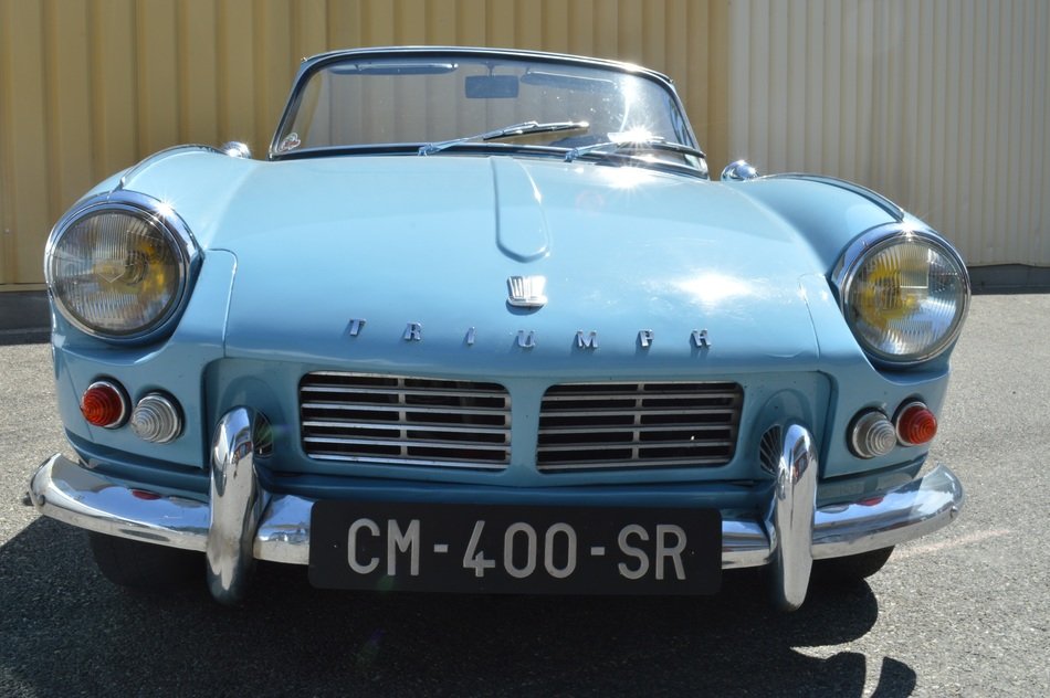 blue vintage triumph car
