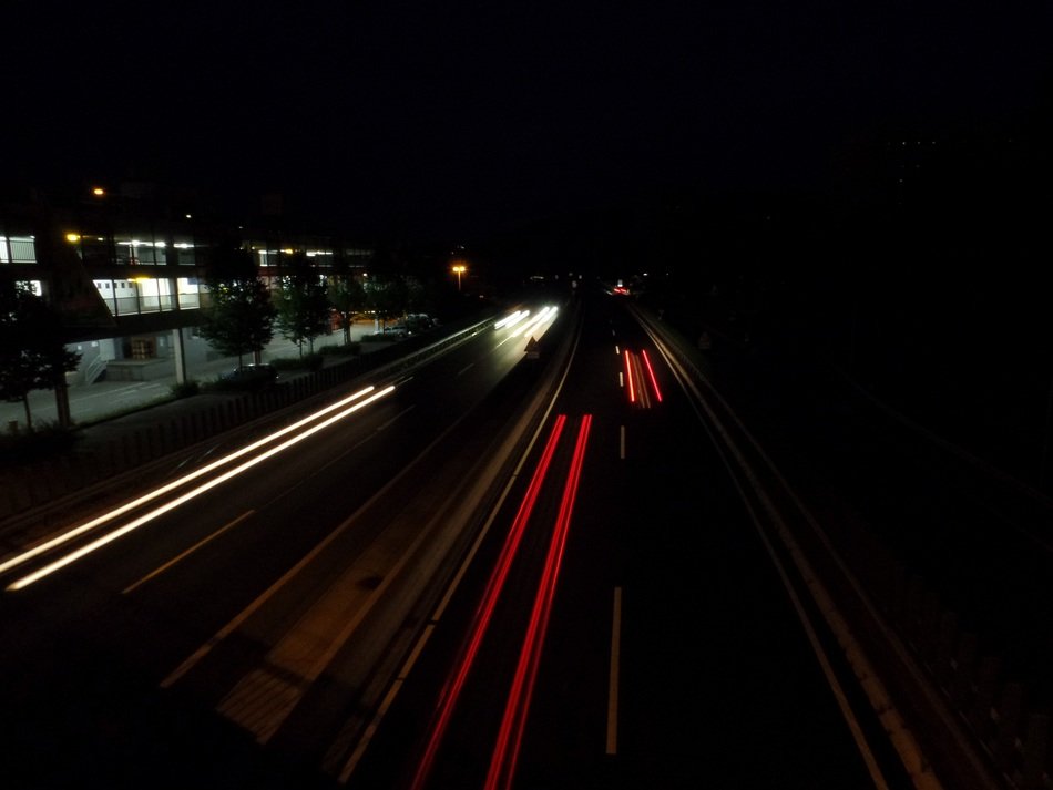 highway with fire at night