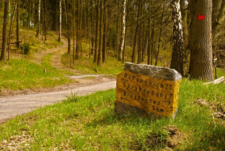 stone signpost for hiking