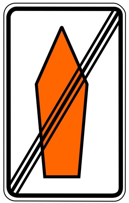 Road sign 'end of the recommendation on the route'