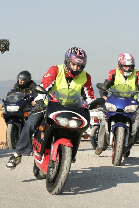 Bikers on motorcycles