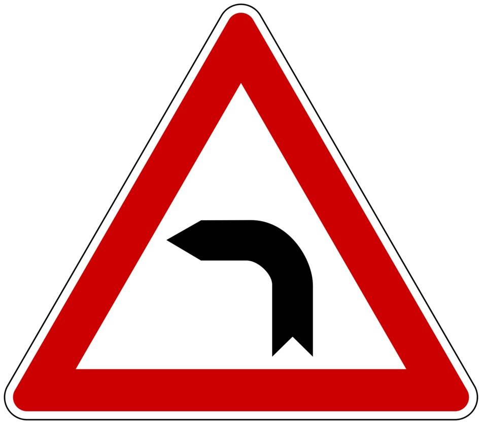 left turn warning sign