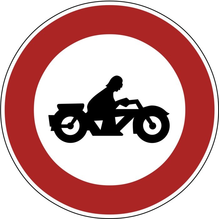 prohibition sign with the image of a motorcyclist