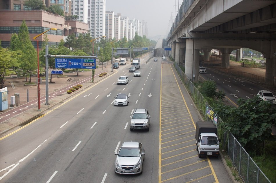 cars on the road in Bucheon, South Korea
