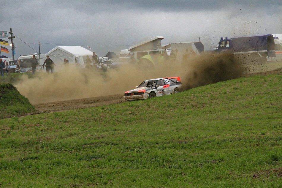 racing car speeds on the track