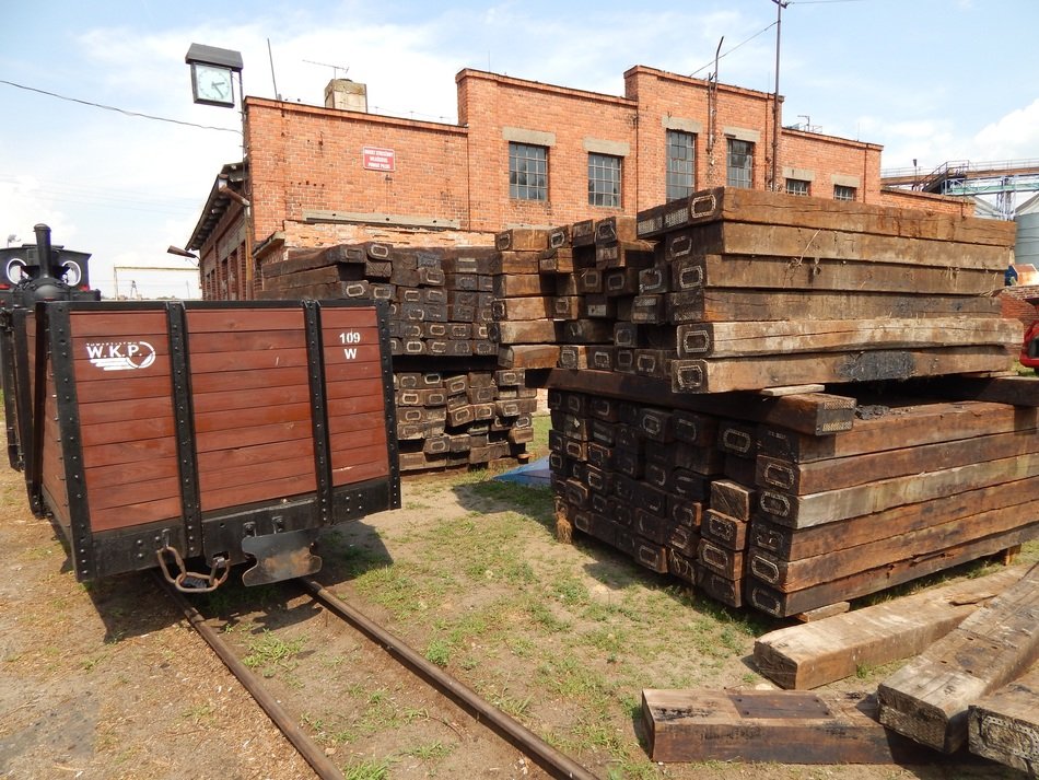 wooden rails on the railway