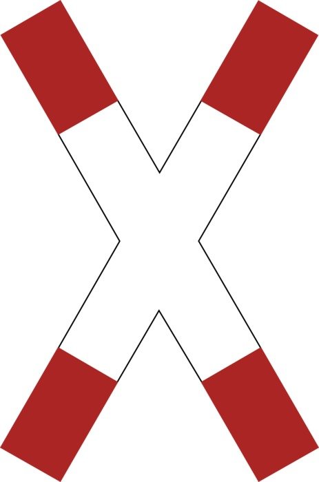warning cross about road hazard