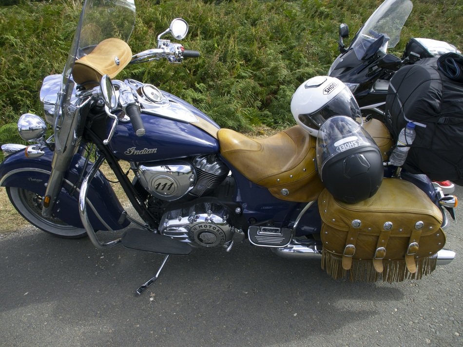 indian motorcycle stands on the road