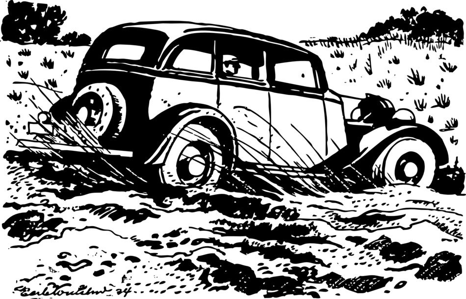 car in the desert drawing