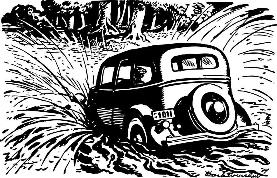 car in the spray drawing