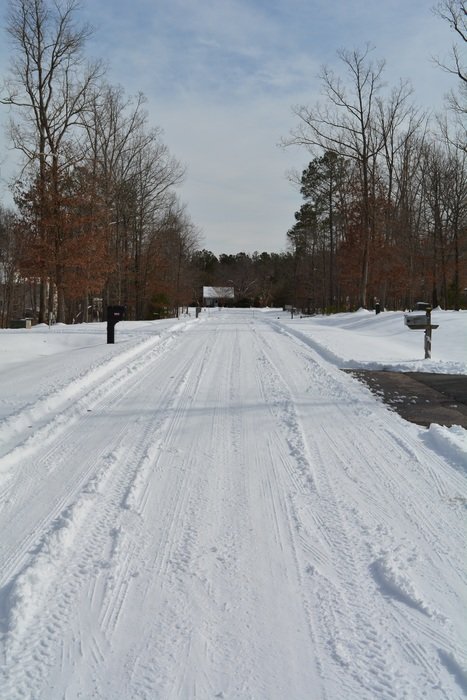 roadway in the snow in winter