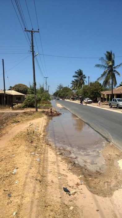 Water leakage on a road