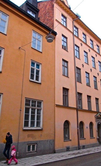 building on the street in stockholm