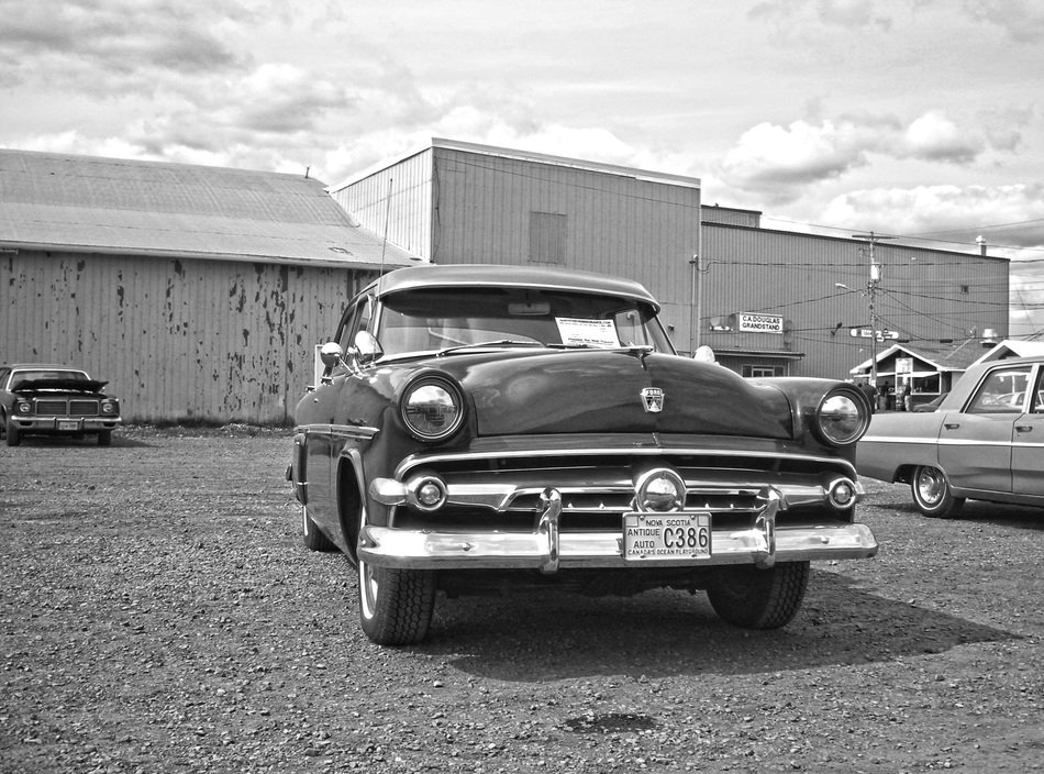 vintage car outdoor, Black and white