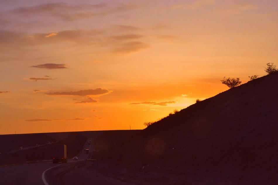 vegas road sunset