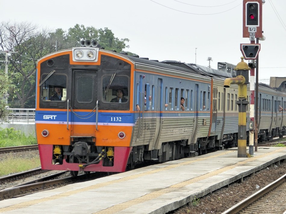 Colorful train on rails in india