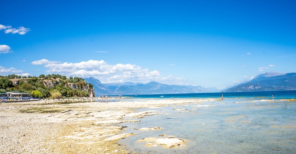 landscape of beach on Lake Garda in Italy