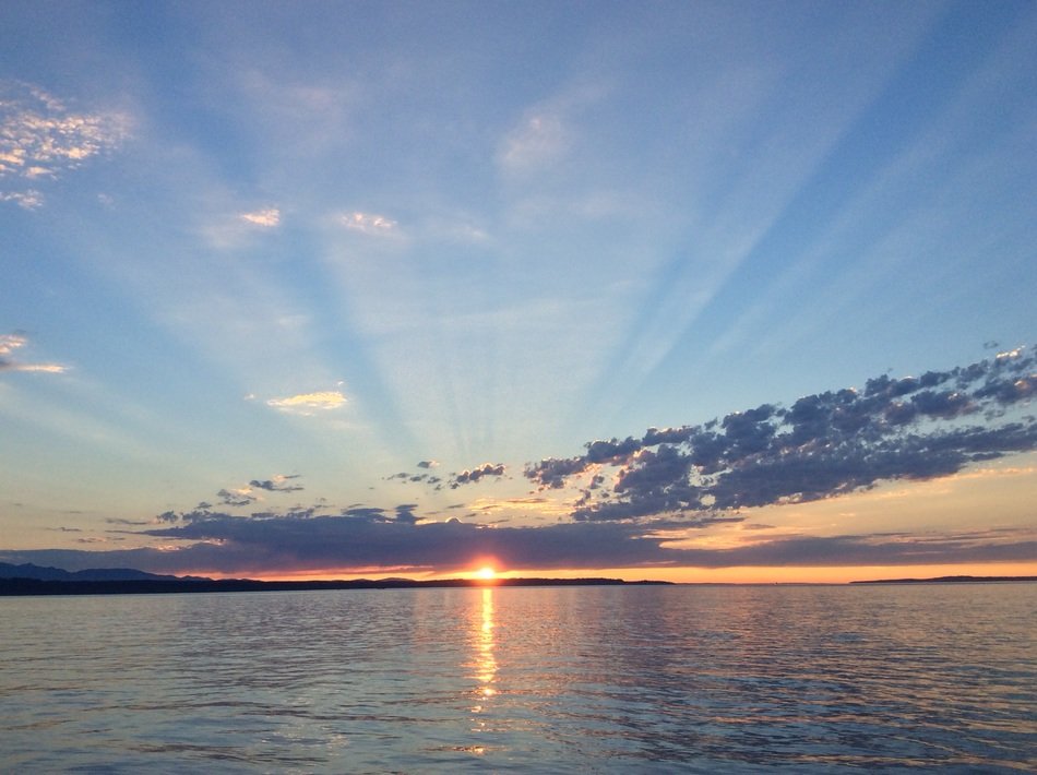 sunset rays on the water