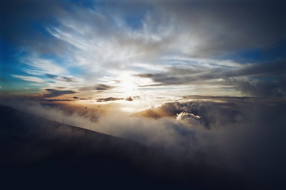 Beautiful and colorful cloudscape over the mountain range