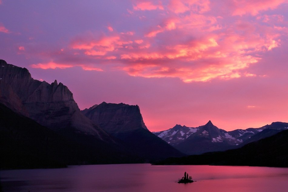 Beautiful sunset at St Mary lake