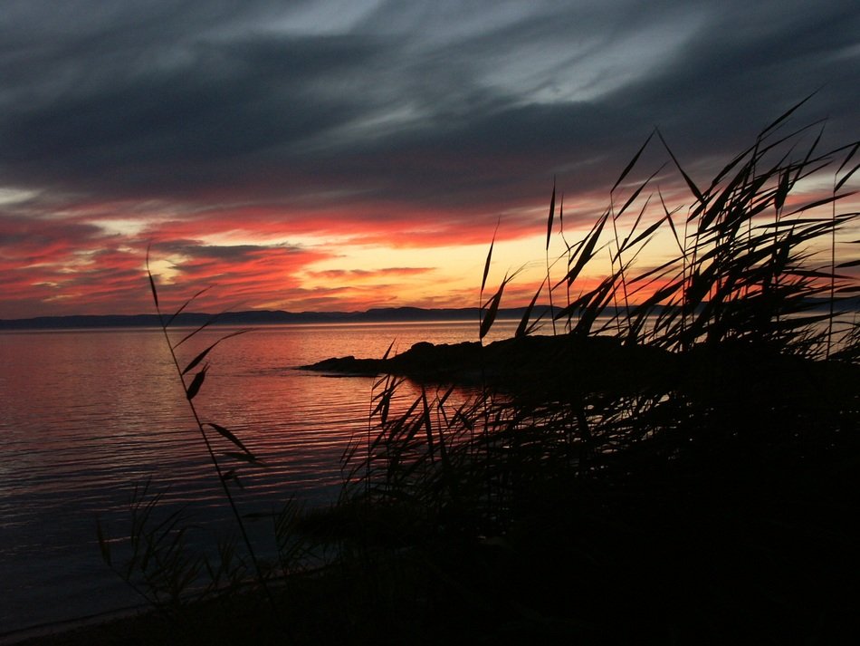colorful sunset over the river