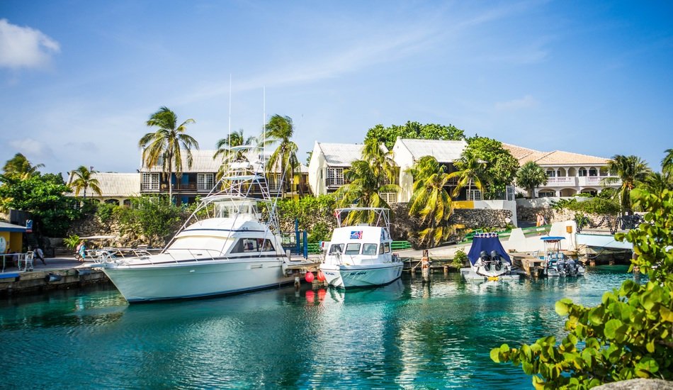 seascape of boats in the lagoon of Willemstad
