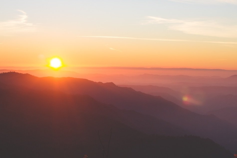 landscape of mountains at sunset