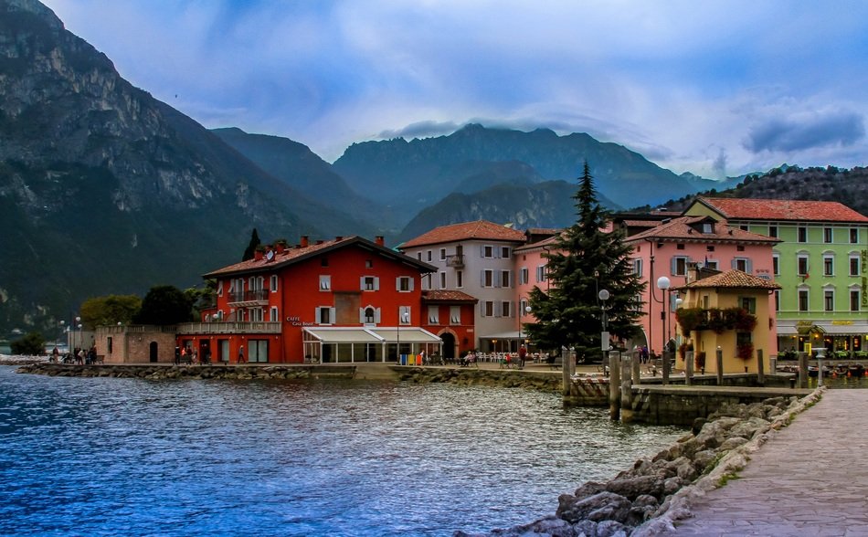 urban landscape on the lake in Italy