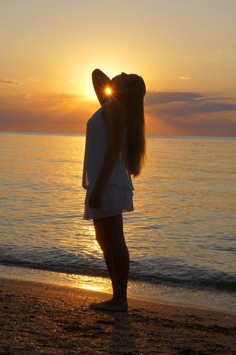 girl on the shore of the Azov Sea
