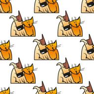 Cartoon cat and dog seamless pattern